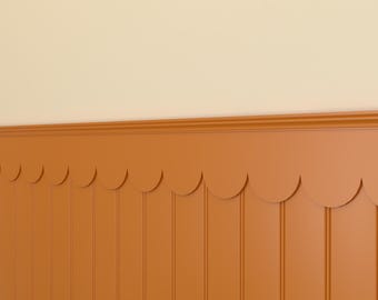 Jumbo Scallop Trim (Decorative Dado Moulding, Wall and Shelf Edging, MRMDF Wood (approx. 100cm x 6cm)