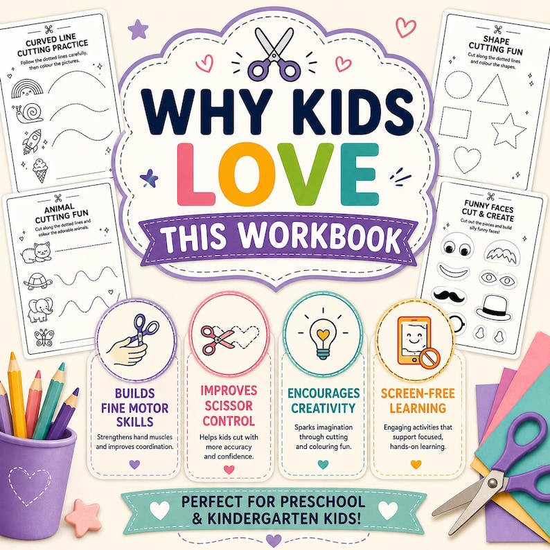 Buy Scissor Skills Workbook for Kids Ages 3-6 Printable PDF Online in ...