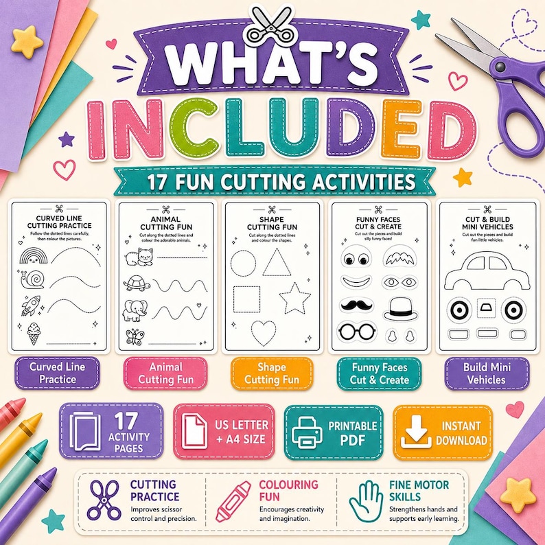 Buy Scissor Skills Workbook for Kids Ages 3-6 Printable PDF Online in ...