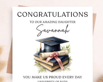 Personalized Daughter Graduation Card, Congratulations Graduate Card 2026, Graduation Card for Daughter, University Graduation Card