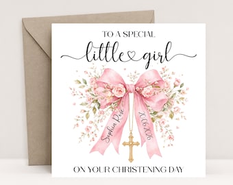Personalized Christening Card for Girl, Little Girl Christening Card, Baby Girl Baptism Card, Personalized Religious Card