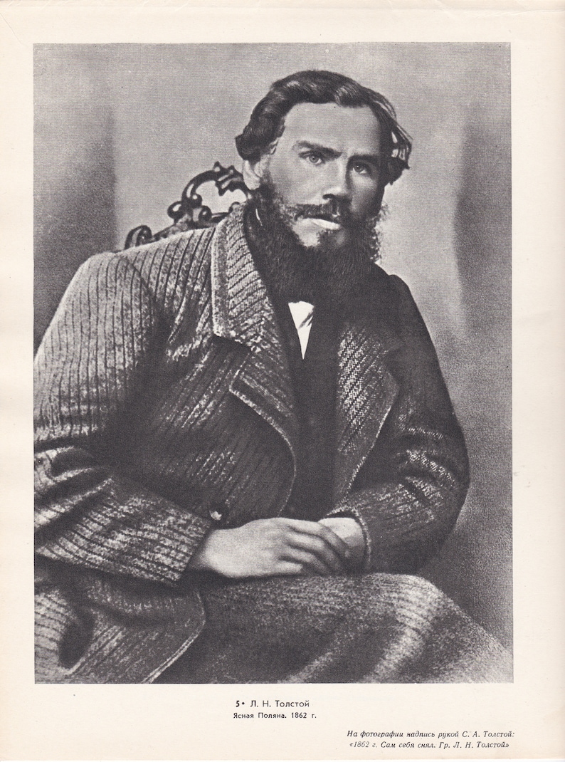 Vintage print young Leo Tolstoy portrait published in 1960 Etsy