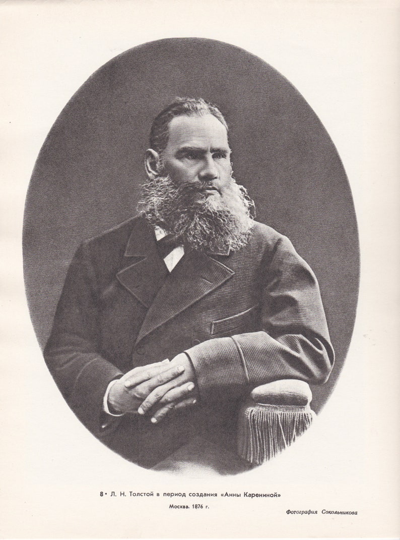 Vintage print young Leo Tolstoy portrait published in 1960 Etsy