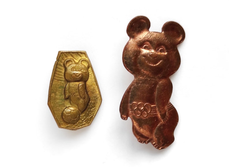 Misha the Bear Olympic Games enamel pins badges cute cartoons sports Moscow Mishka Vintage Soviet souvenir 1980