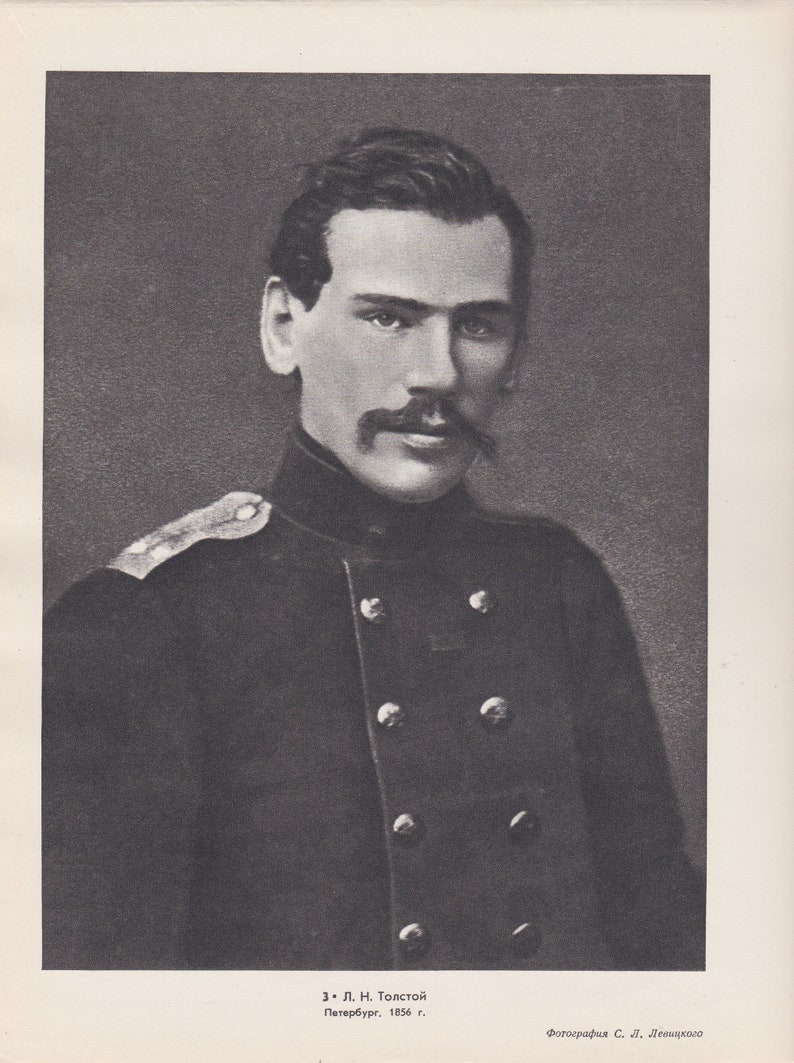 Vintage print young Leo Tolstoy portrait published in 1960 Etsy