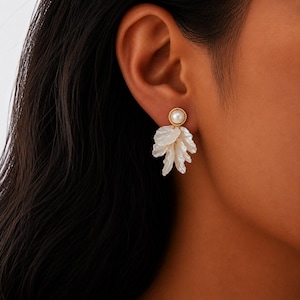 Maris Pearl Drop Earrings | Sculptural Pearl Statement Earrings | Coastal Wedding Earrings | Elegant White Earrings