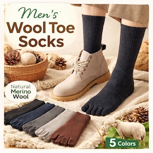 4 pares de calcetines de lana de cinco dedos, calcetines cálidos para hombre, calcetines deportivos transpirables, absorbentes del sudor, calcetines de dedos de color liso, calcetines de invierno acogedores.