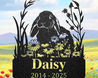 Estaca conmemorativa personalizada para conejos, lápida personalizada para conejitos, homenaje a la pérdida de una mascota.