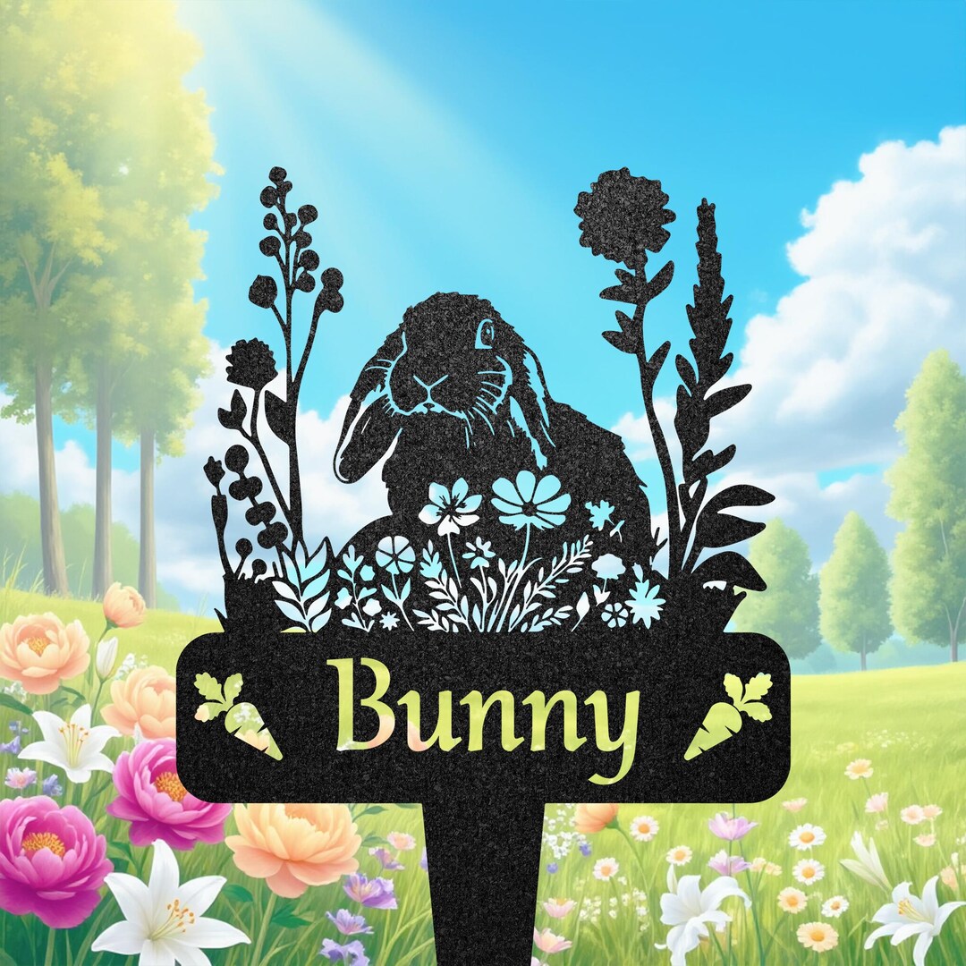 Personalized Bunny Memorial Sign, Custom Rabbit Plaque, Garden Bunny ...