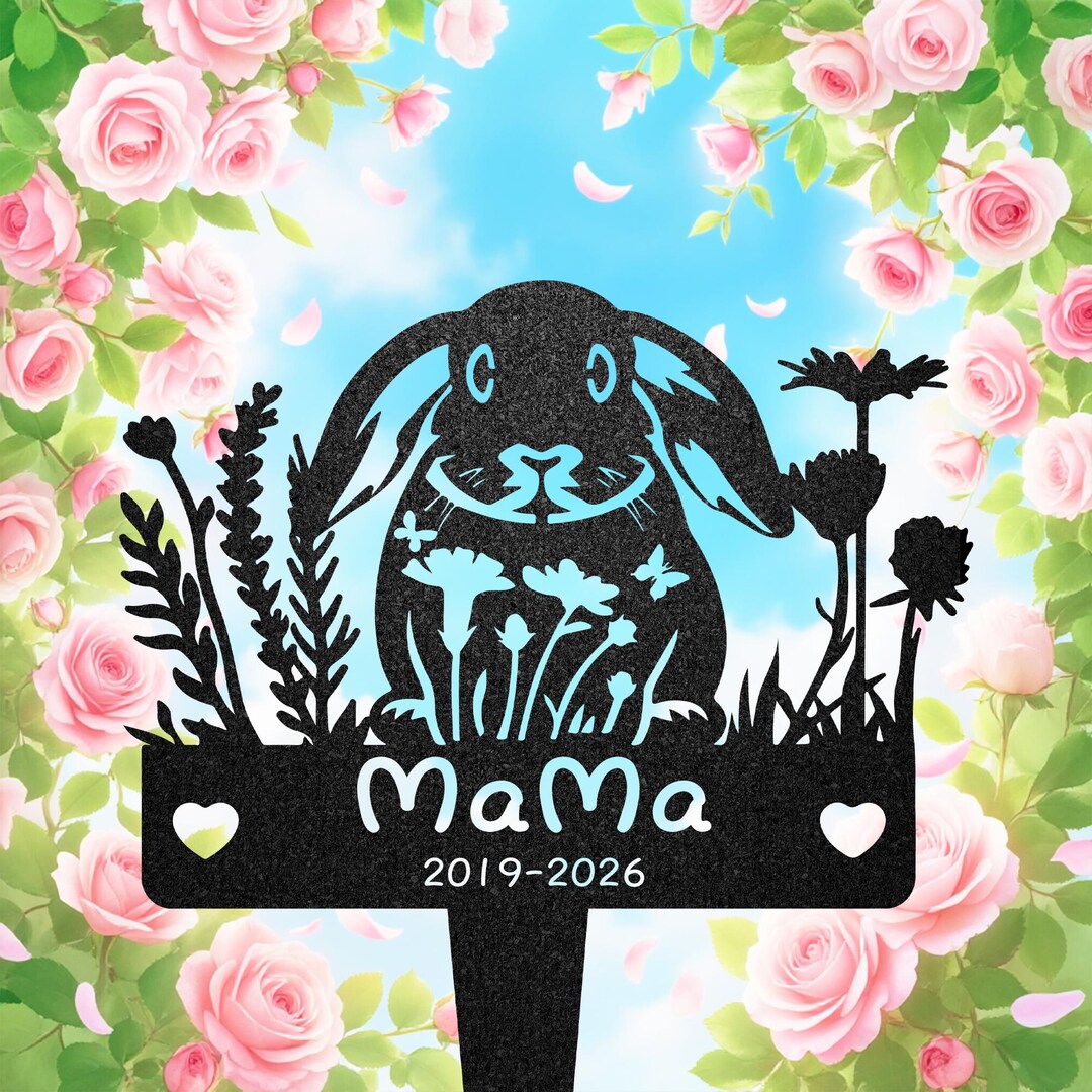 Custom Lop Ear Rabbit Memorial Metal Stake, Personalized Rabbit Garden ...