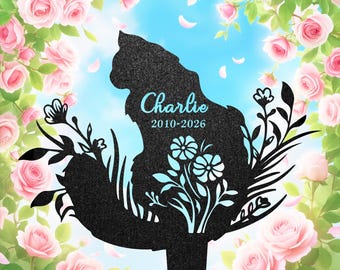 Personalized Cat Memorial Stake, Custom Cat Grave Marker, Cat Name Signs, Metal Garden Art, Pet Remembrance Sign
