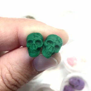 Colorful Mini Skull Stud Earrings image 3