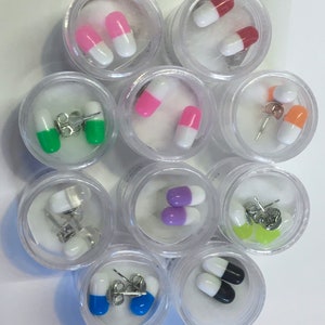 Colorful Pill Stud Earrings image 2