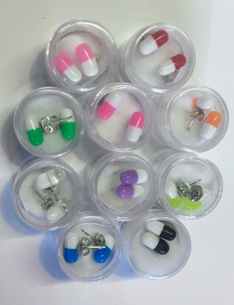 Colorful Pill Stud Earrings image 2