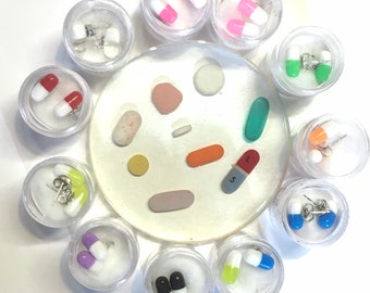 Colorful Pill Stud Earrings