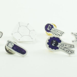 Micro Pin Perfect Present for Scientists, Researchers, Drs, PIs Science Themed Art Brooch Atom Carbon PCR Test Tube
