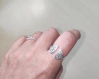 Sterling Silber Engel Flügel verstellbare Ring personalisierte Geschenke Ring Renaissance Engel Flügel Ring