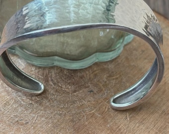 Vintage Thick Sterling Silver kit Heath Hammered Cuff Torque Bangle Hallmarked
