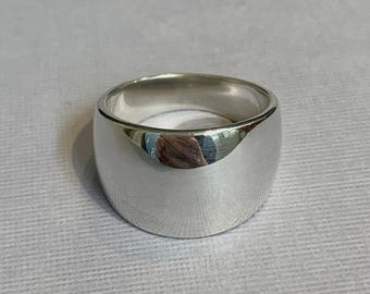 Solide 925 Sterling Silber Chunky Dome Ring, Minimalist Statement Band, handgemachter Schmuck