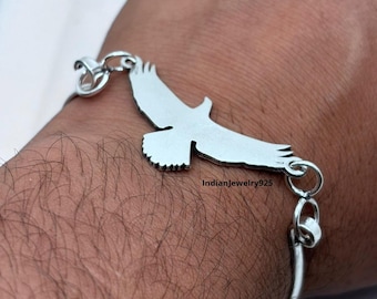 Sterling Silber Adler Armband, Minimalist Vogel Manschette Armreif, Unisex Schmuck
