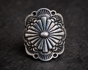 Silber Concho Ring, 925 Sterling Silber Schild Ring, Silber Statement Ring, Handgemachte Frauen Ring, Chamunda Life Style Geschenke