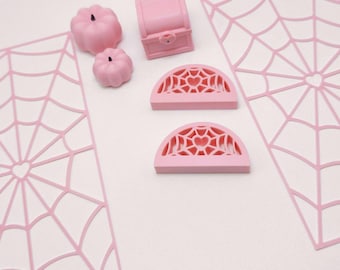 Pastel Goth Jumping Spider Decor Bundle | Magnetic Ledges, Heart Web Wallpapers & Floor Accessories | Web of Love Decor Set
