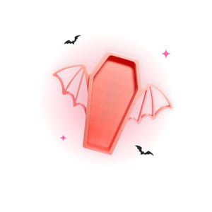 Jumping Spider Coffin Hide with Bat Wings | Magnetic Gothic Spider Enclosure Decor | Winged Coffin Jumping Spider Hide