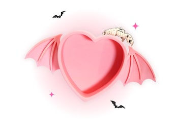 Escondite para arañas saltarinas con forma de corazón alado / Decoración para terrario de arañas impresa en 3D / Lindo escondite rosa con forma de corazón / Escondite magnético para invertebrados arborícolas