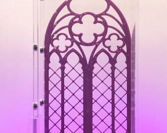 Mur d'escalade style cathédrale gothique pour araignées sauteuses | Papier peint à fenêtres cintrées pour araignées sauteuses | Décoration pour araignées sauteuses