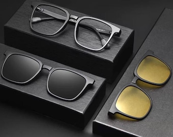 Montura magnética para gafas de miopía, unisex, de aro completo, con clip, opciones de lentes graduadas.