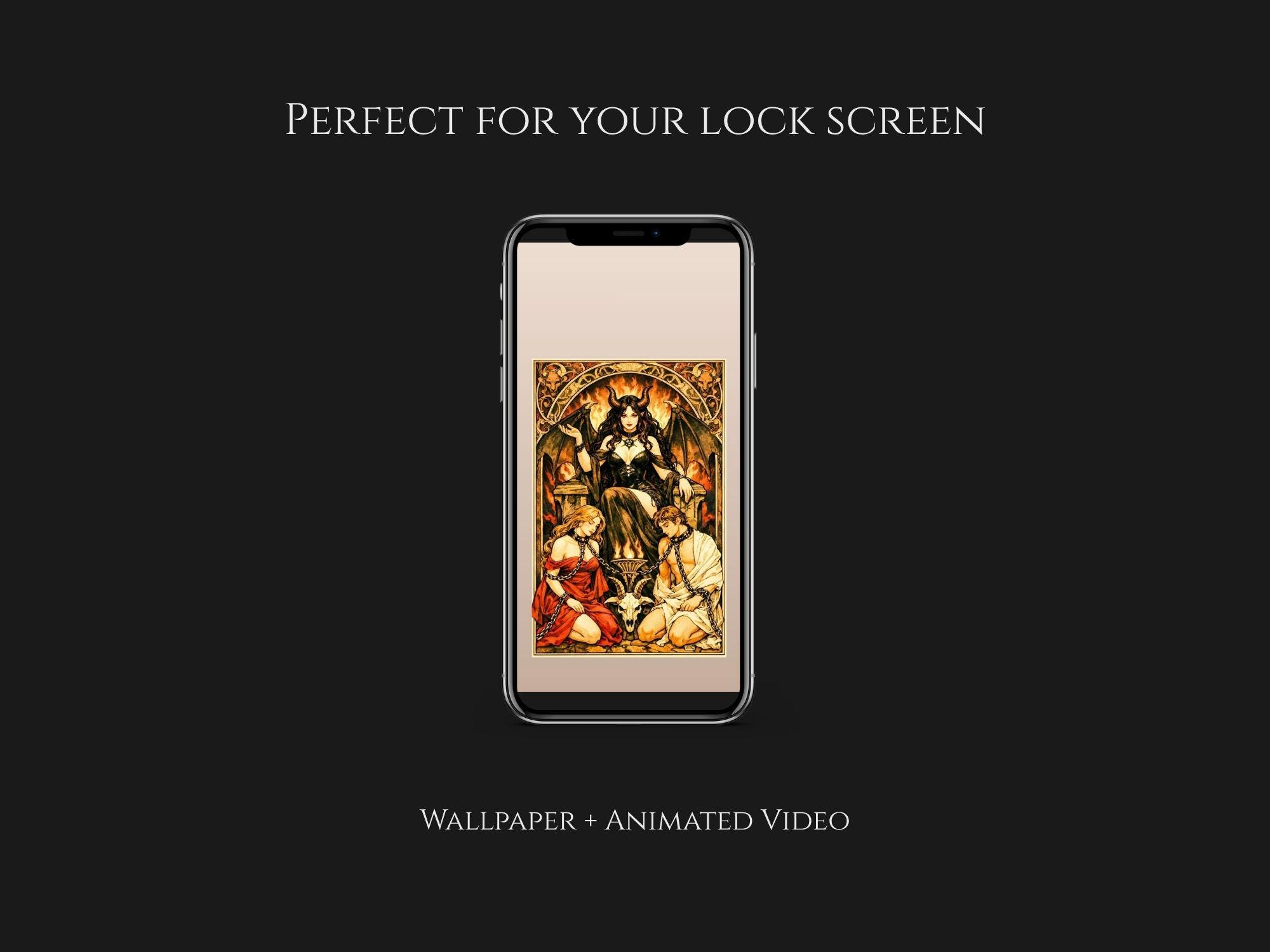 Devil Tarot Wallpaper + Animated Video, Art Nouveau Mucha Style, iPhone ...