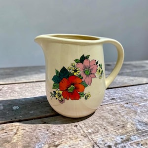 Vintage FS Sighișoara Romanian Pottery Creamer – Retro Floral Design