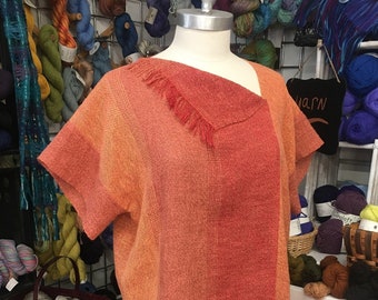 Simple Summer Ombre Top in Cropped or Tunic Length, Sizes S-XL, PDF Weaving Pattern for Rigid Heddle Loom, Instant Download