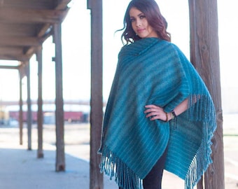 Patrón de tejido PDF de poncho rústico colorado para telar de lizos rígidos