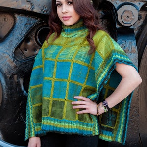 Patrón de poncho Hip to be Square para Zoom Loom de 4 pulgadas / Pin Loom, crochet y tejido / Patrón PDF Descarga instantánea