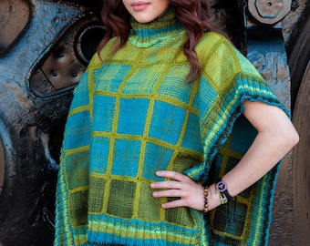 Patroon pin loom poncho gehaakt en gebreid, hip to be square (pdf-patroon)