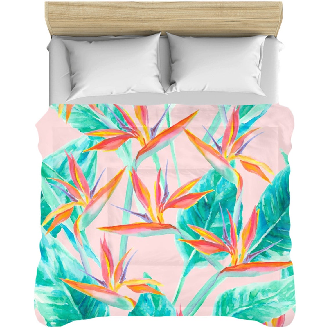 Tropical Watercolor Birds of Paradise Bedding Comforter Etsy
