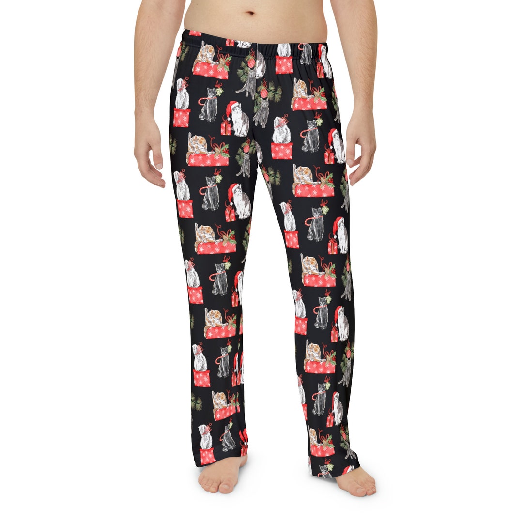 Men's Christmas Pajama Pants Matching Family Holiday Cat - Etsy