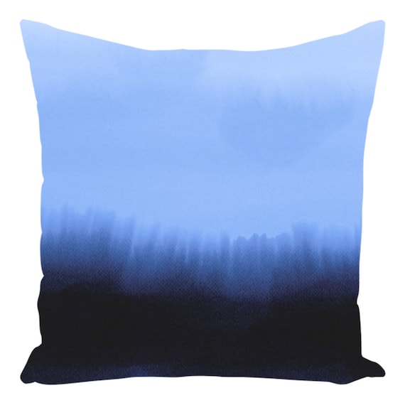 Ombre Blue Throw Pillow Watercolor blue watercolor pillow | Woven pillows