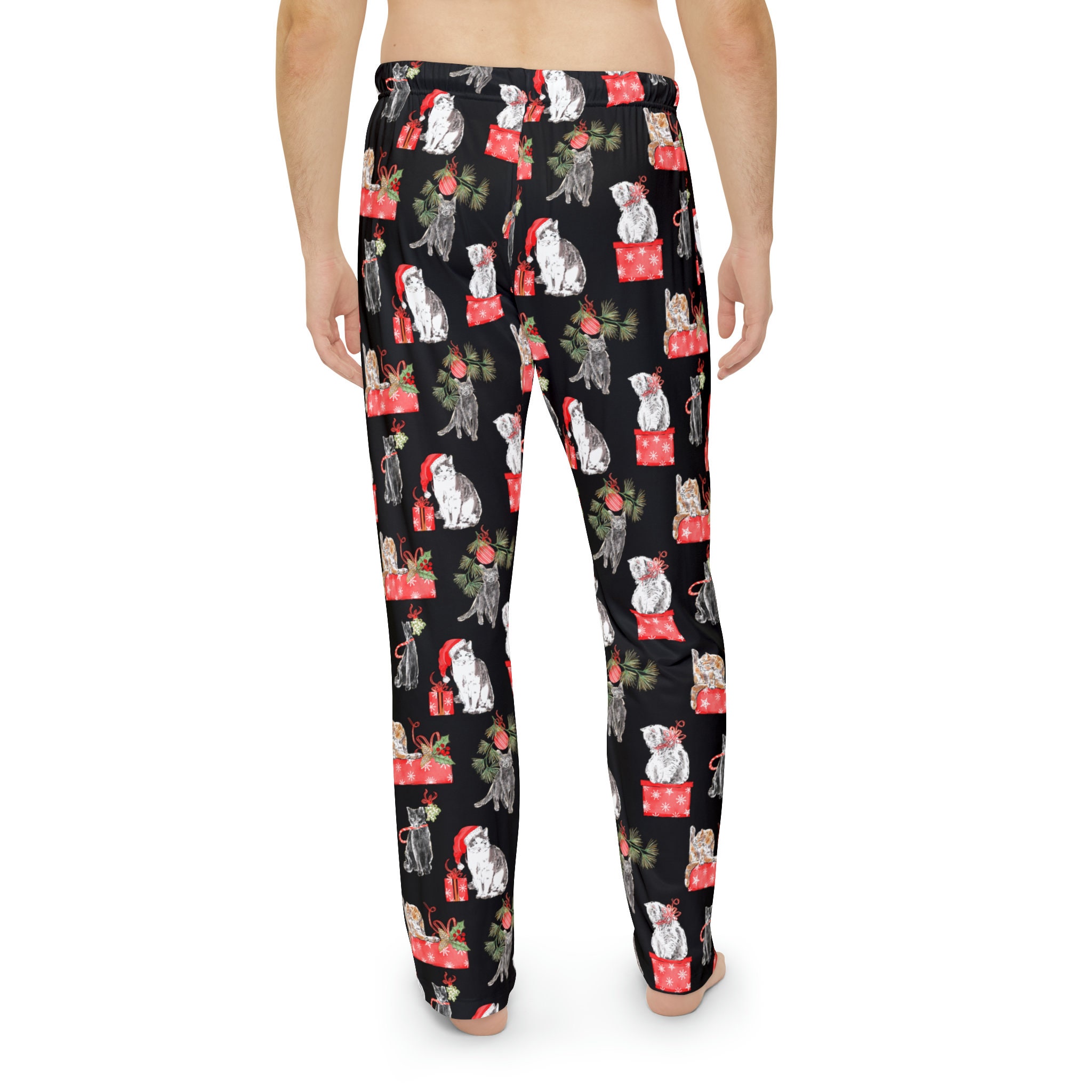 Men's Christmas Pajama Pants Matching Family Holiday Cat Etsy