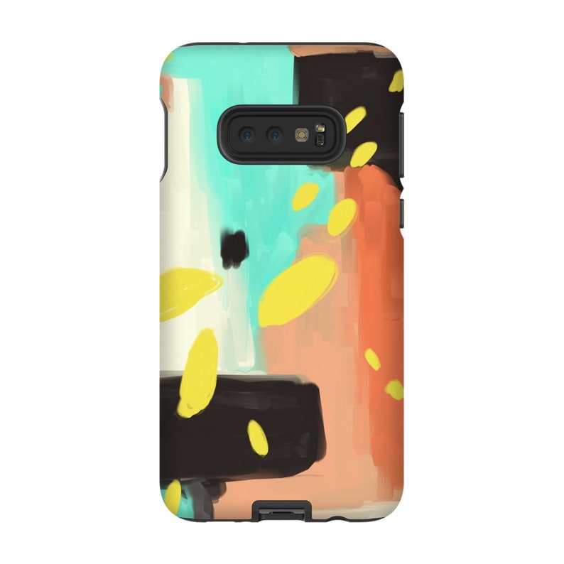Abstract Modern Art Painting Phone Case in Aqua Coral Yellow Etsy