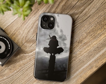 Uchiha Clan Ninja Phone Case – Red Eyes Minimalist Anime Art, Impact Resistant Cover