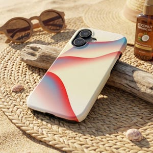 Abstract Wave iPhone Case, Gradient Flow Tough Phone Cover, Red Blue