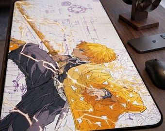 Anime Electric Swordsman Desk Mat, Blueprint Gaming Mouse Pad, XL Non-Slip Office Mat