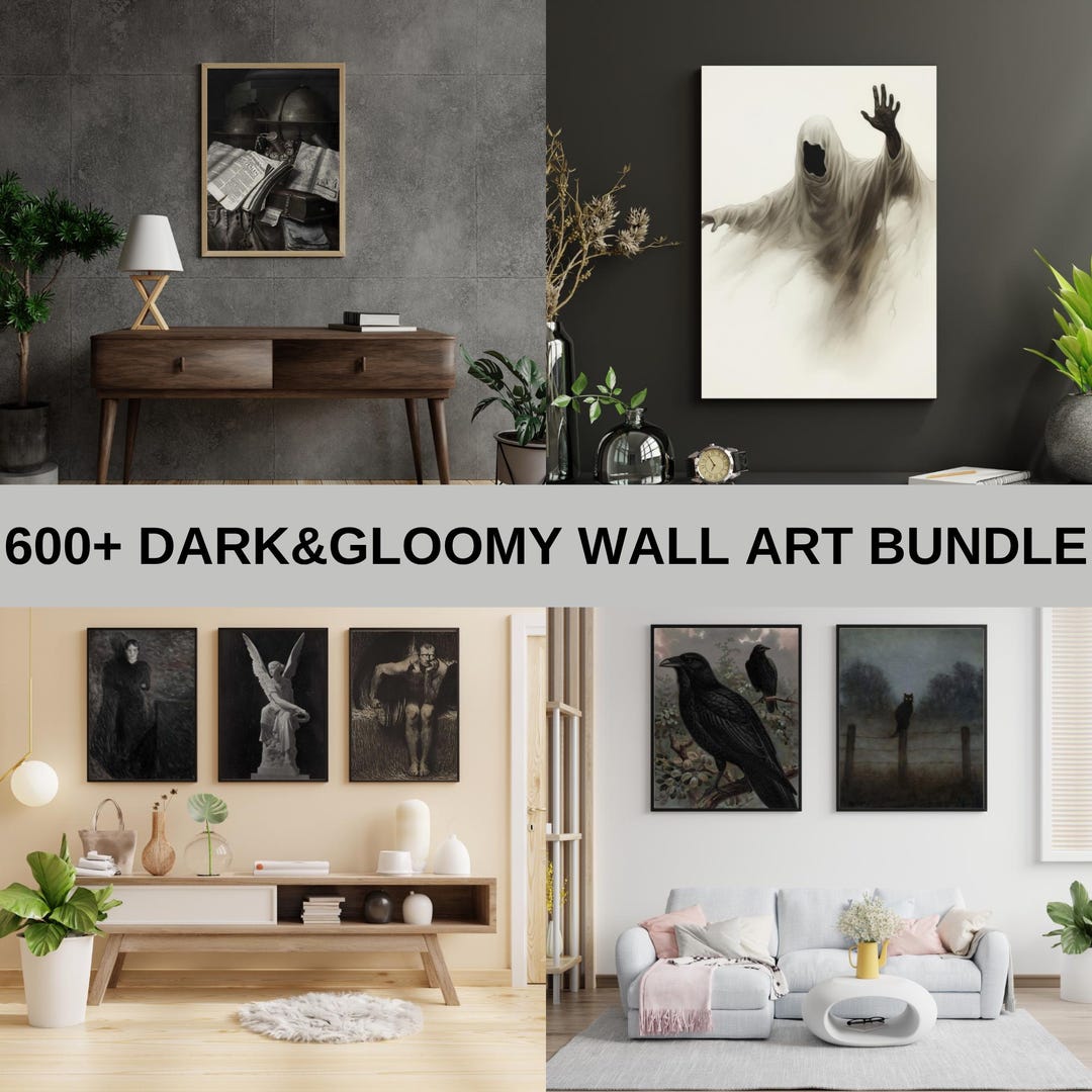 Dark Academia Gallery Wall Art Bundle, Gothic Moody Vintage Horror ...