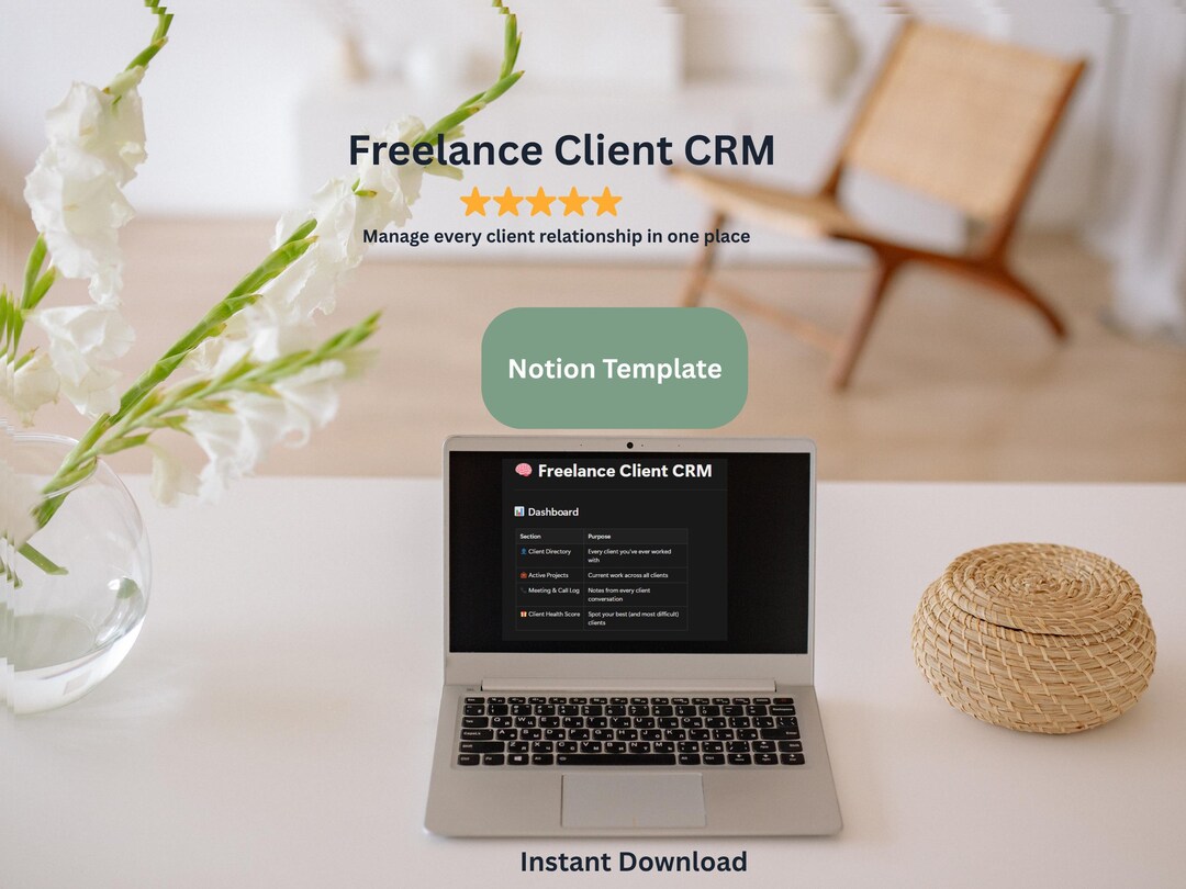 Freelance Client CRM Notion Template | Project Tracker, Meeting Log ...