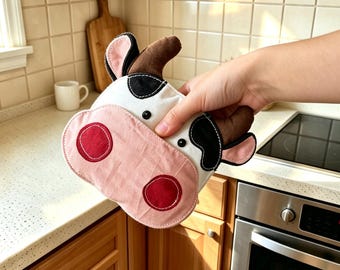 Cow Mittens Oven Mitt Sewing Pattern (PDF Download) – Beginner Quilted Kitchen Decor,Farmhouse Kitchen Hot Pad,Housewarming gifts