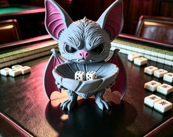 Hand-Painted 3D Printed Bat Mahjong Tray,American Mahjong Dice Holder,Game Night Gift,gift for Mahjong lovers, Unique Gothic Decor Tray