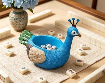 Peacock Mahjong Würfeltablett, amerikanischer Mahjong Würfelhalter, Mahjong Tischzubehör, Geschenke für Mahjong Enthusiasten