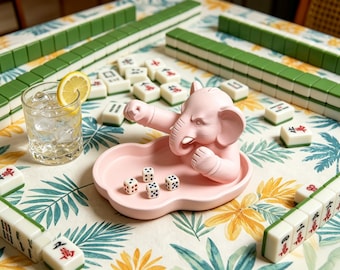 Mahjong Würfelhalter,Amerikanischer Mahjong Würfelhalter,3D gedruckte Elefantenform, Game Night Geschenk, Geschenk für Mahjong Liebhaber aller Stufen